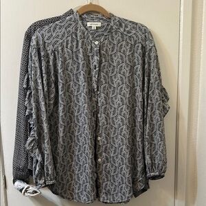 LOT OF TWO Womens Max Studio and Pleione Black and White Patterned Blouse